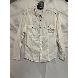 G by Guess Jeans Y2K Mens White Button Up Shirt Size Small